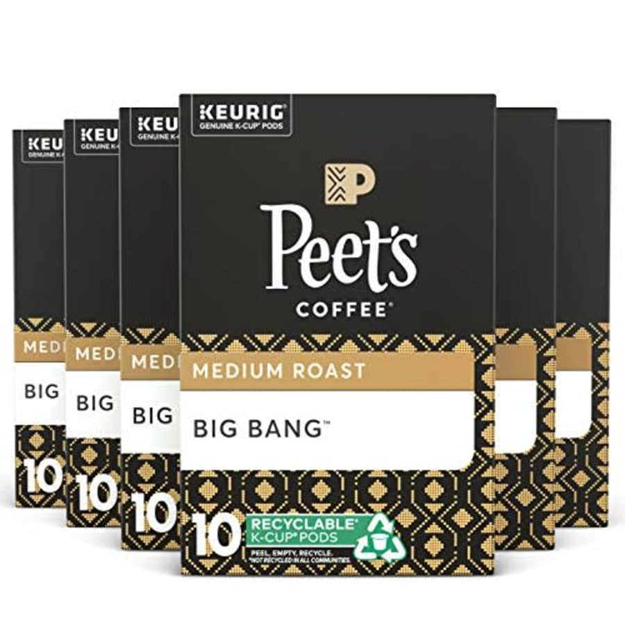 Peet's Peets Coffee, Big Bang - Medium Roast Coffee - 60 K-Cup Pods for Keurig Brewers (6 Boxes of 10 for $36 Peet's Peets Coffee, Big Bang - Medium Roast Coffee - 60 K-Cup Pods for Keurig Brewers (6 Boxes of 10 for $36