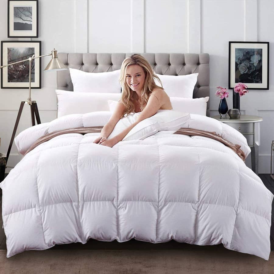 All-Season Goose Down and Feather-Fill King Comforter for $133
