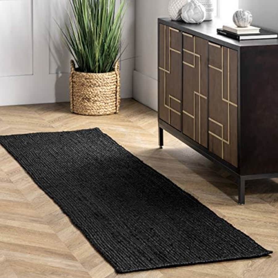 nuLOOM Rigo Hand Woven Jute Runner Rug, 2' 6" x 6', Black for $60 nuLOOM Rigo Hand Woven Jute Runner Rug, 2' 6" x 6', Black for $60