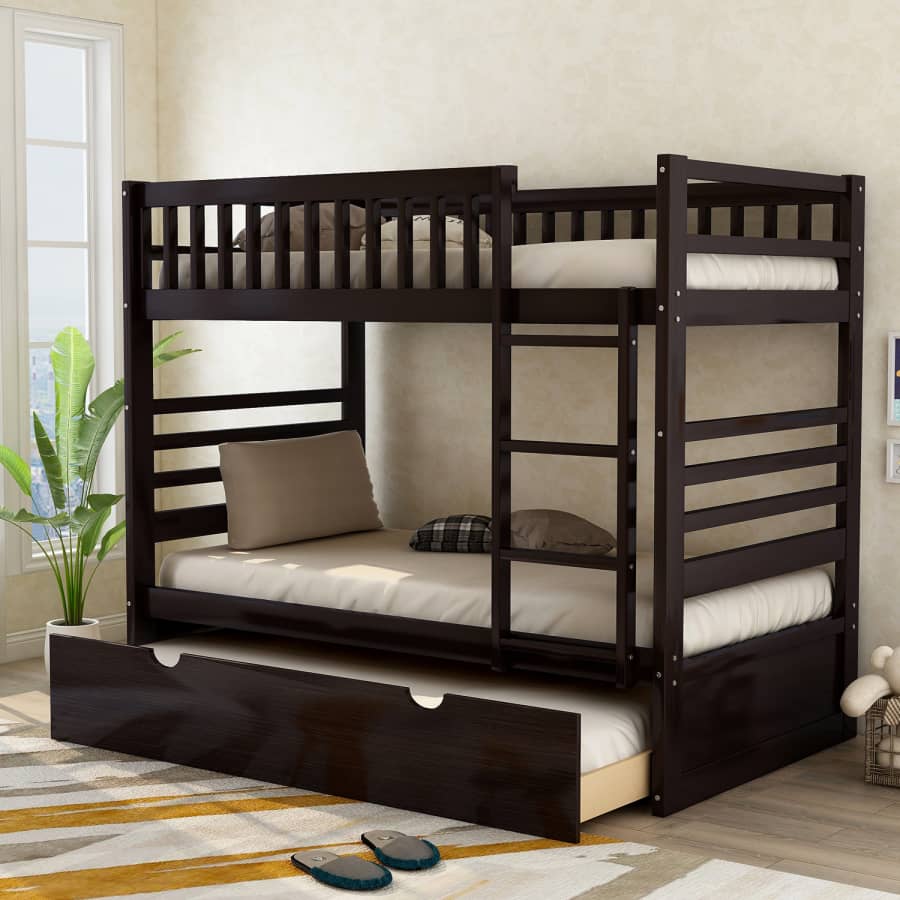 Merax Twin-over-Twin Solid Wood Bunk Bed w/ Trundle for $285