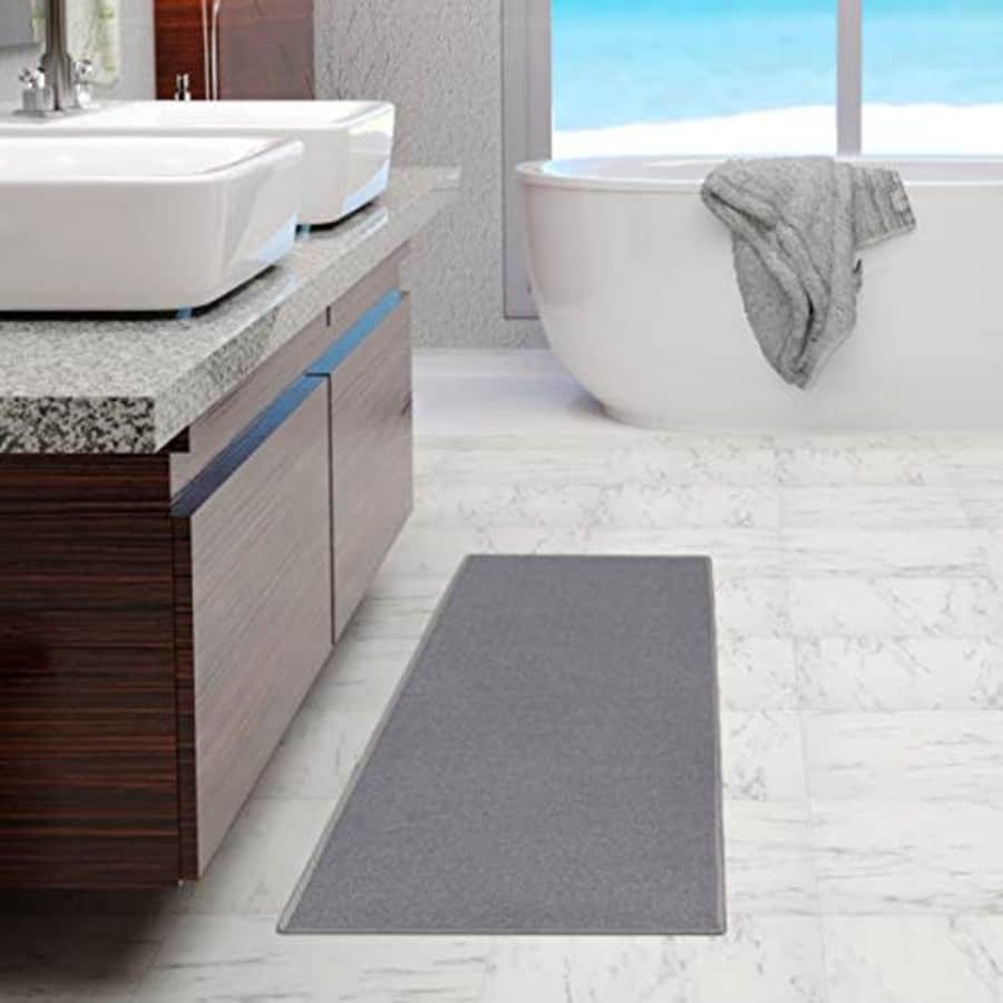 Ottomanson Ottohome Collection Solid Design Runner Rug, 20" X 59", Grey Solid for $31