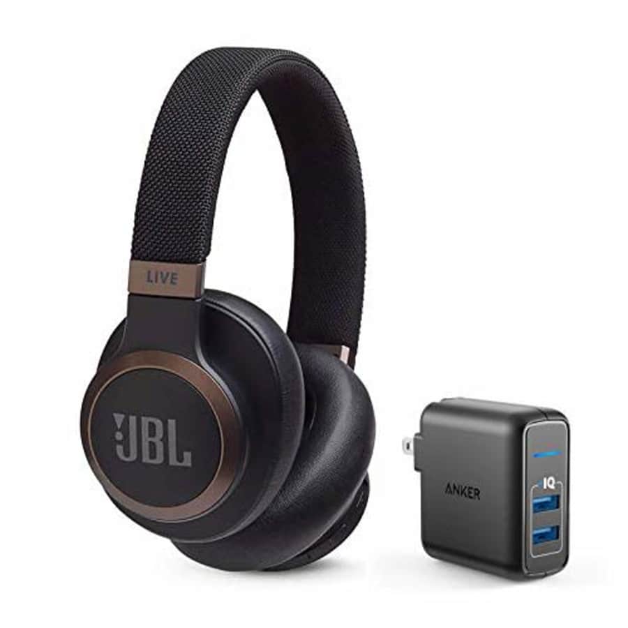 JBL Live 650 BT NC Over-Ear Noise Canceling Wireless Bluetooth Headphone Bundle with Anker for $140