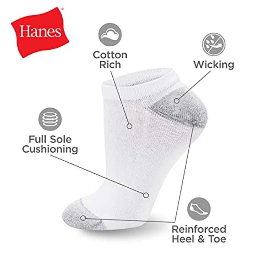 Hanes womens 10-pair Value Pack No Show fashion liner socks, White, 9-May US for $9