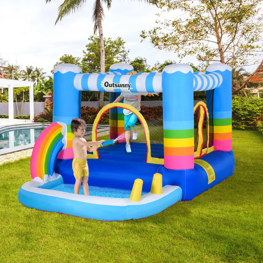 Outsunny Inflatable Bounce House w/ Splash Pad for $190 Outsunny Inflatable Bounce House w/ Splash Pad for $190