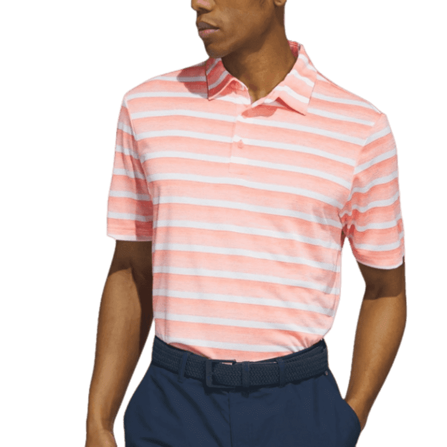 adidas Men's Two-Color Striped Polo Shirt for $15