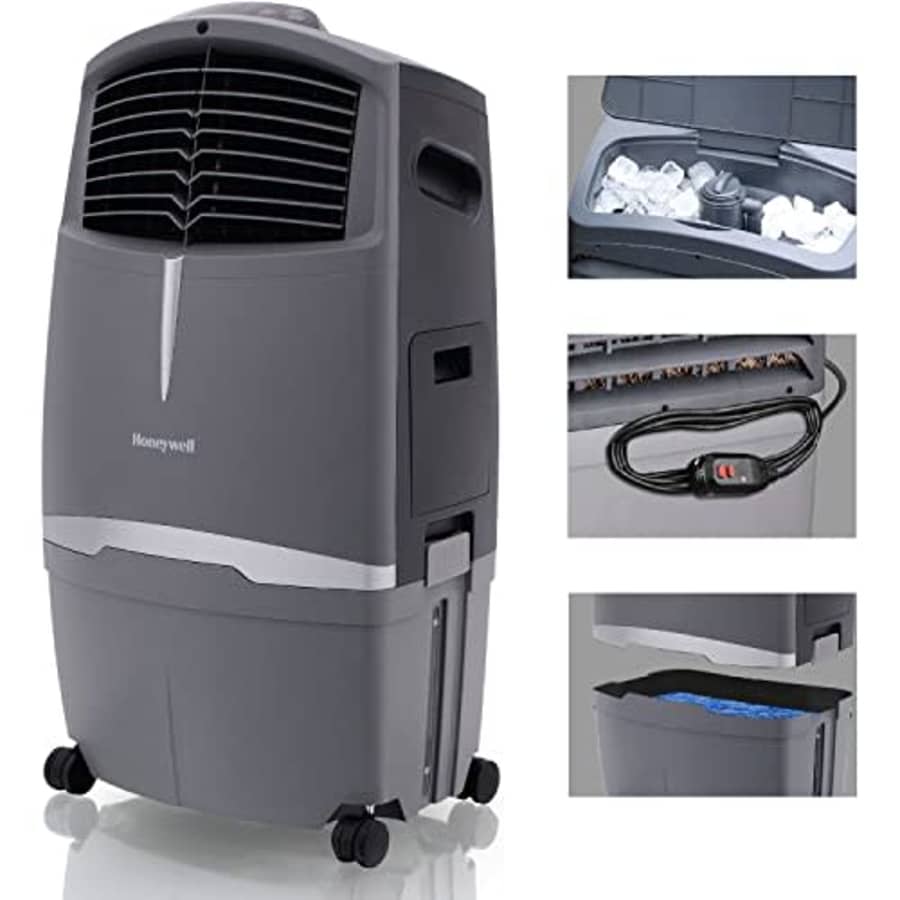 Honeywell 7.9 Gallon Outdoor Portable Evaporative Swamp Cooler for BBQ Area, Patio, Garage, for $300 Honeywell 7.9 Gallon Outdoor Portable Evaporative Swamp Cooler for BBQ Area, Patio, Garage, for $300