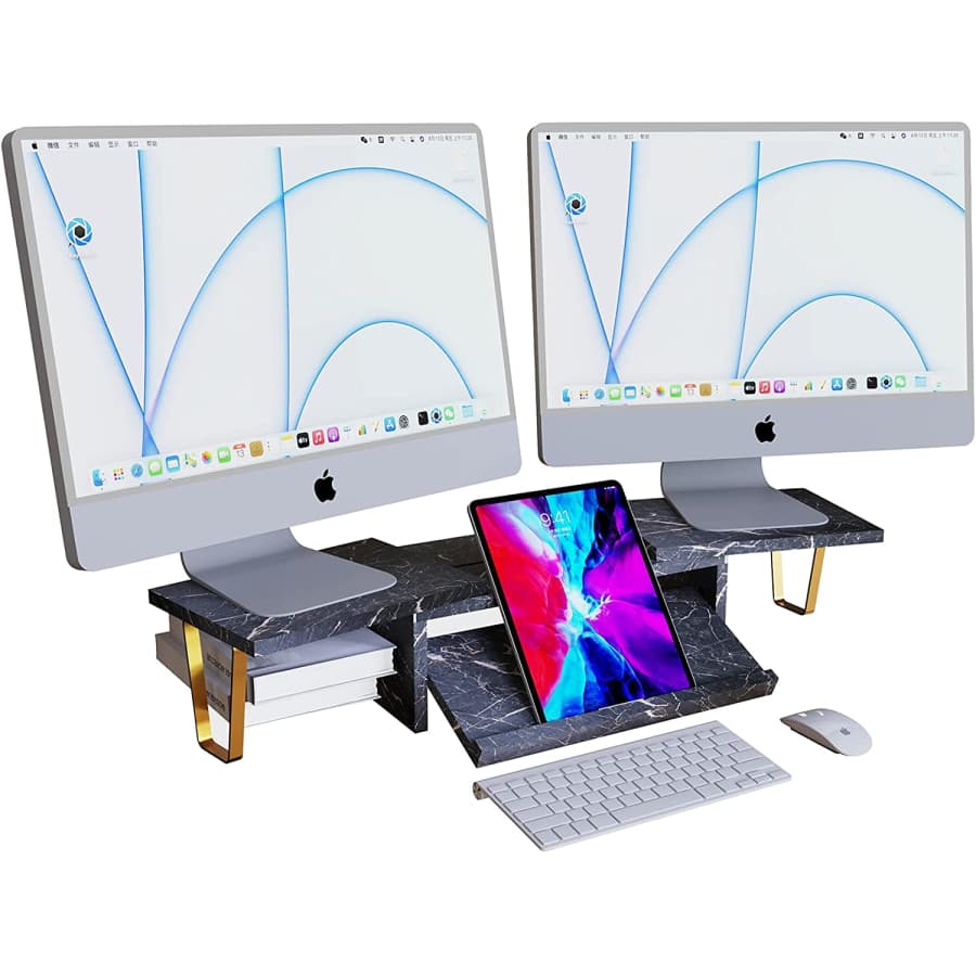 Wegastu Adjustable Dual Monitor Shelf for $48