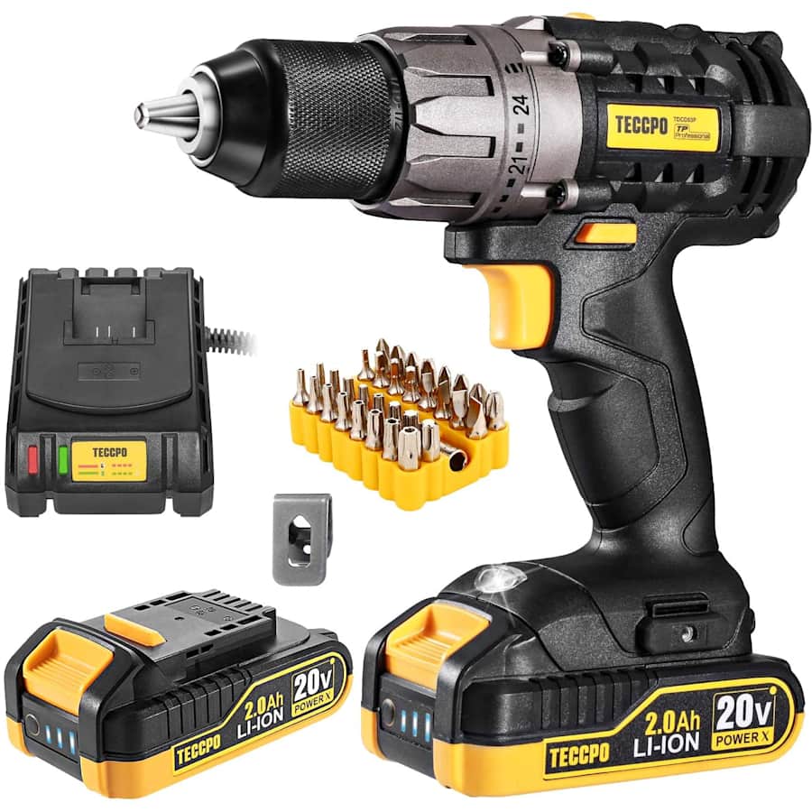 Teccpo 20V Cordless Drill Driver Set for $50 Teccpo 20V Cordless Drill Driver Set for $50