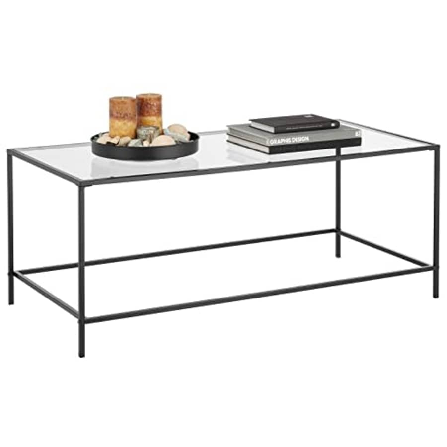 mDesign Glass Top Coffee Table - Large Minimalistic Rectangular Geometric Metal Accent Furniture for $148 mDesign Glass Top Coffee Table - Large Minimalistic Rectangular Geometric Metal Accent Furniture for $148
