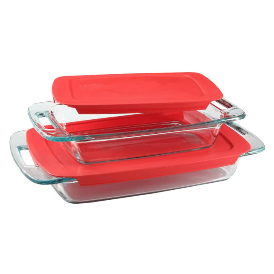 Pyrex Easy Grab 4-Piece Rectangular Glass Bakeware Set: $16 Pyrex Easy Grab 4-Piece Rectangular Glass Bakeware Set: $16