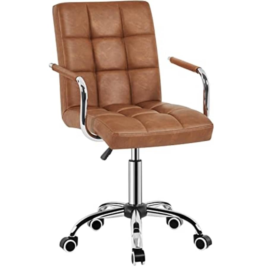 Yaheetech PU Leather Office Desk Chair Mid Back Height Adjustable Chair Comfortable Computer Swivel for $82