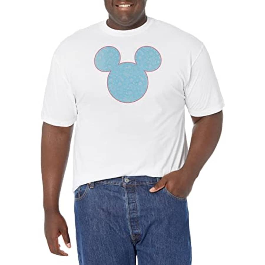 Disney Big Classic Mickey Americana Paisley Men's Tops Short Sleeve Tee Shirt, White, 4X-Large Tall for $22