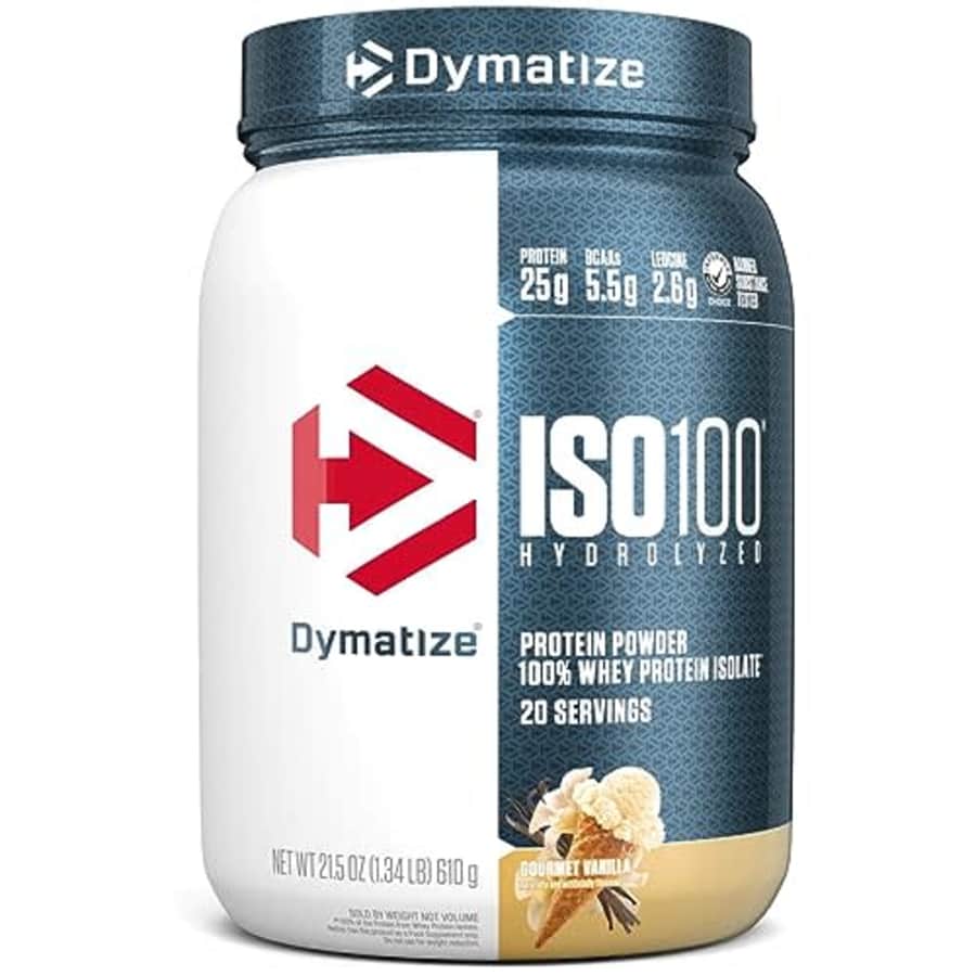 Dymatize ISO100 Hydrolyzed Protein Powder, 100% Whey Isolate, 25g of Protein, 5.5g BCAAs, Gluten for $28 Dymatize ISO100 Hydrolyzed Protein Powder, 100% Whey Isolate, 25g of Protein, 5.5g BCAAs, Gluten for $28