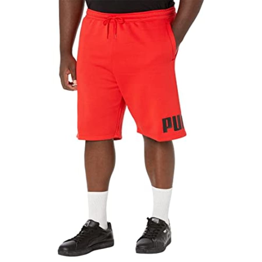 PUMA Men's Tall Size Big Fleece Logo 10" Shorts, High Risk Red, Large for $25