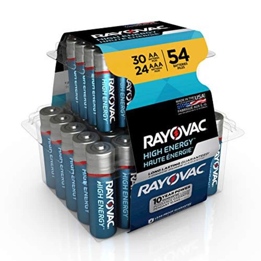 Rayovac AA Batteries & AAA Batteries Combo Pack, 30 AA and 24 AAA (54 Battery Count) (AL-54PP) for $26