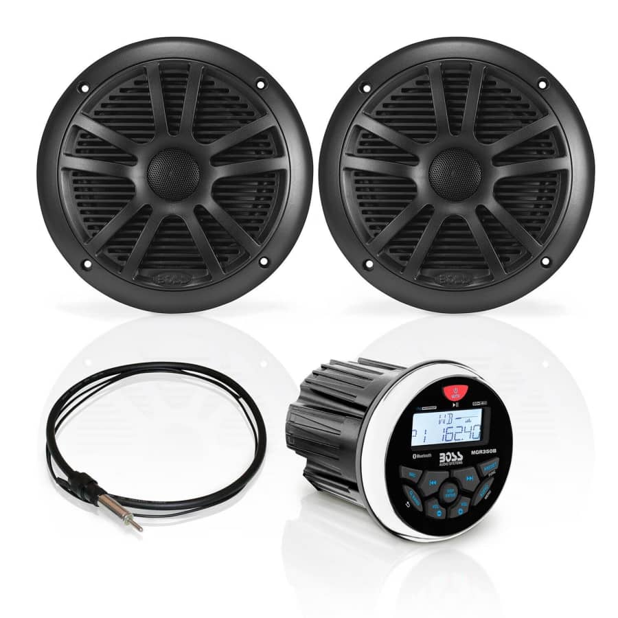 Boss 6.5" Speakers & Waterproof Marine Gauge Receiver for $135