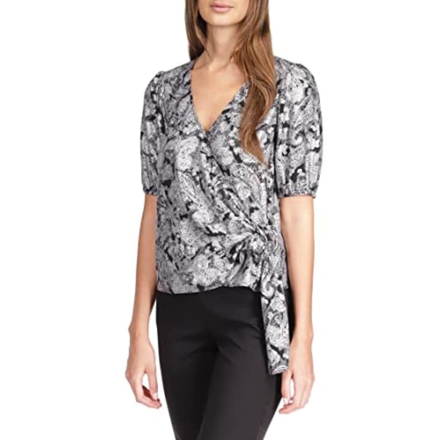 Michael Kors Foil Paisley Wrap Top Bone LG for $24