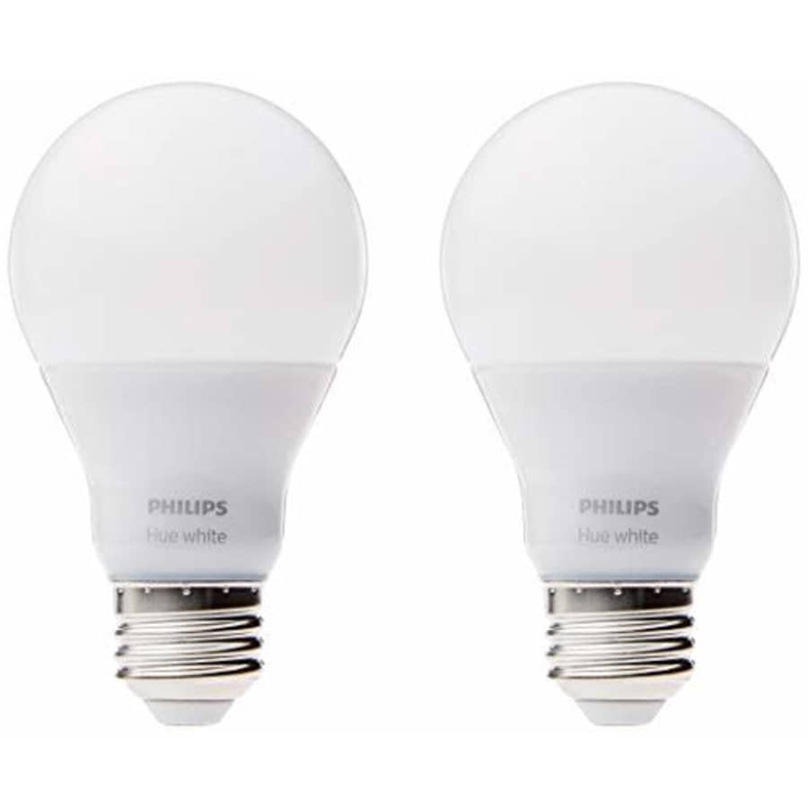 Philips Hue White A19 60W-Equivalent Dimmable Smart LED Bulb 2-Pack for $28 Philips Hue White A19 60W-Equivalent Dimmable Smart LED Bulb 2-Pack for $28