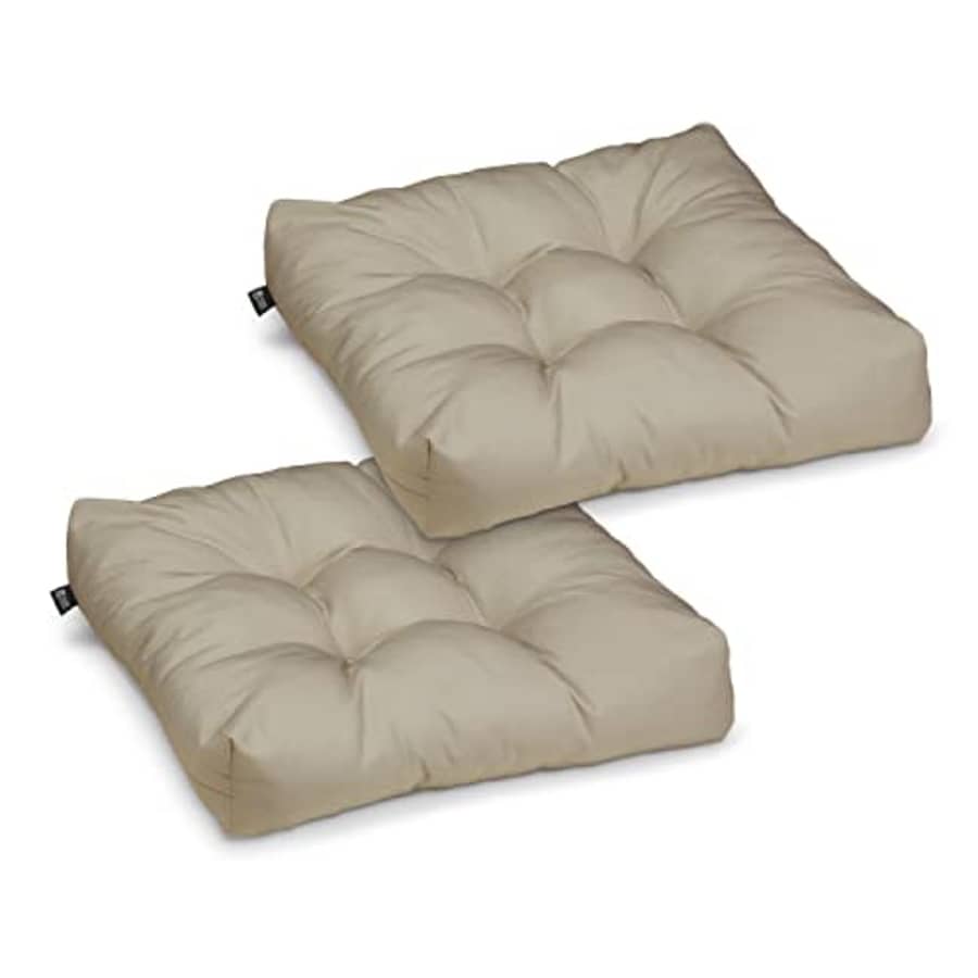 Classic Accessories Water-Resistant Outdoor Chair Cushions, 19 x 19 x 5 Inch, 2 Pack, Khaki, for $50