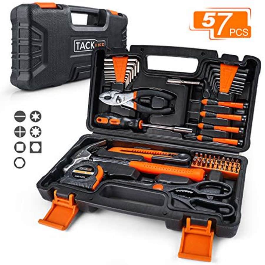 Tacklife 57-Piece Home Tool Kit with Case for $15