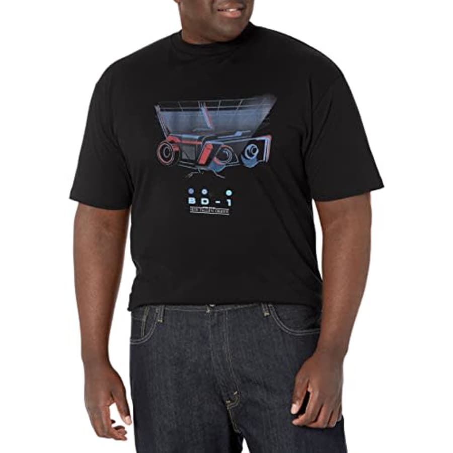 STAR WARS Big & Tall Jedi Fallen Order Retro Robo Men's Tops Short Sleeve Tee Shirt, Black, Large for $22