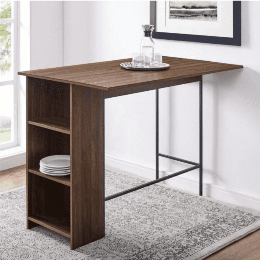 Welwick Designs 48" Counter-Height Drop Leaf Table w/ Storage for $183