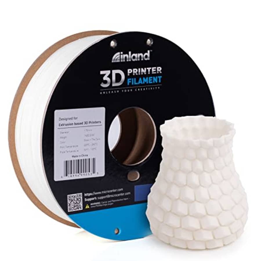 Inland 1.75mm ABS 3D Printer Filament, Dimensional Accuracy +/- 0.03 mm - 1kg Cardboard Spool (2.2 for $24