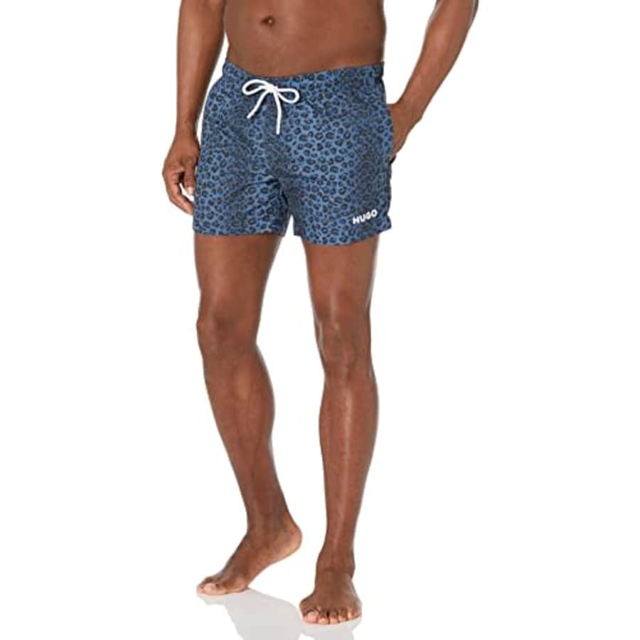 HUGO Mens Modern Animal Print Swim Trunks, Spruce Blue Animal Print, XX-Large US for $42
