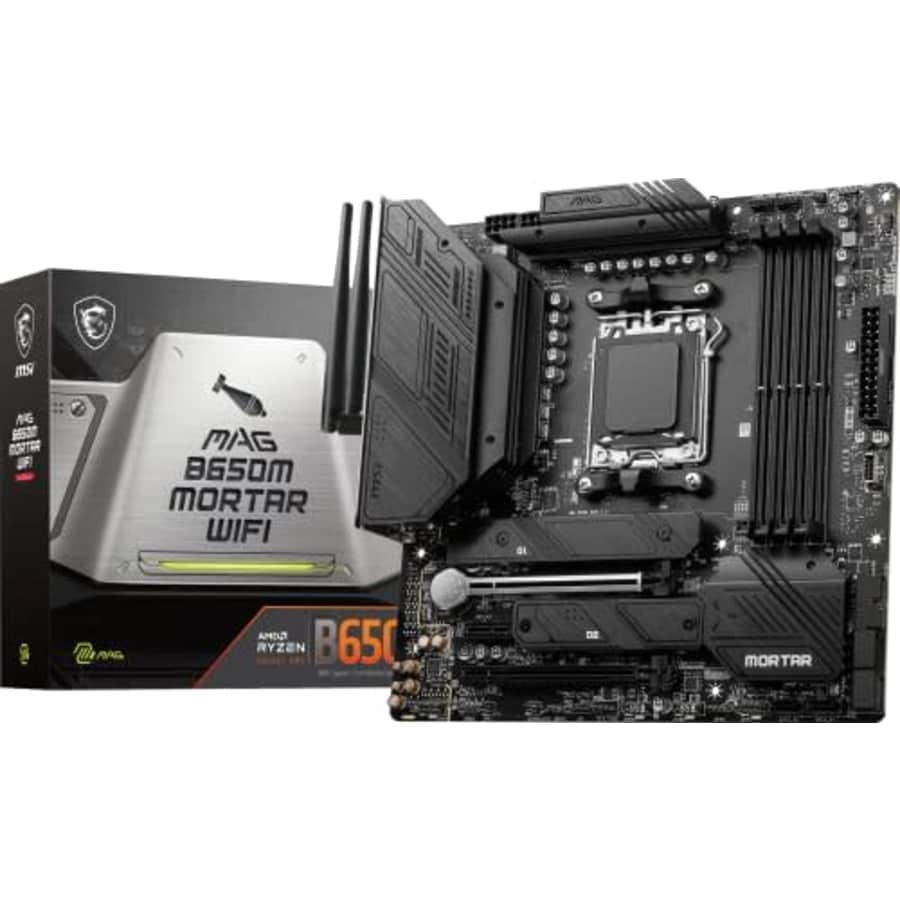 MSI MAG B650M Mortar WiFi Gaming Motherboard (AMD Ryzen 8000/7000, AM5, DDR5, PCIe 4.0, M.2 Slots, for $180