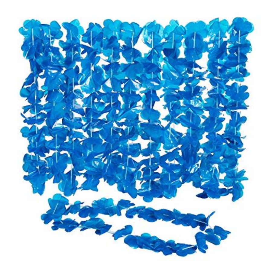 Fun Express Blue Flower Leis - Bulk Set of 12 - Party, Event and Wedding Supplies for $5