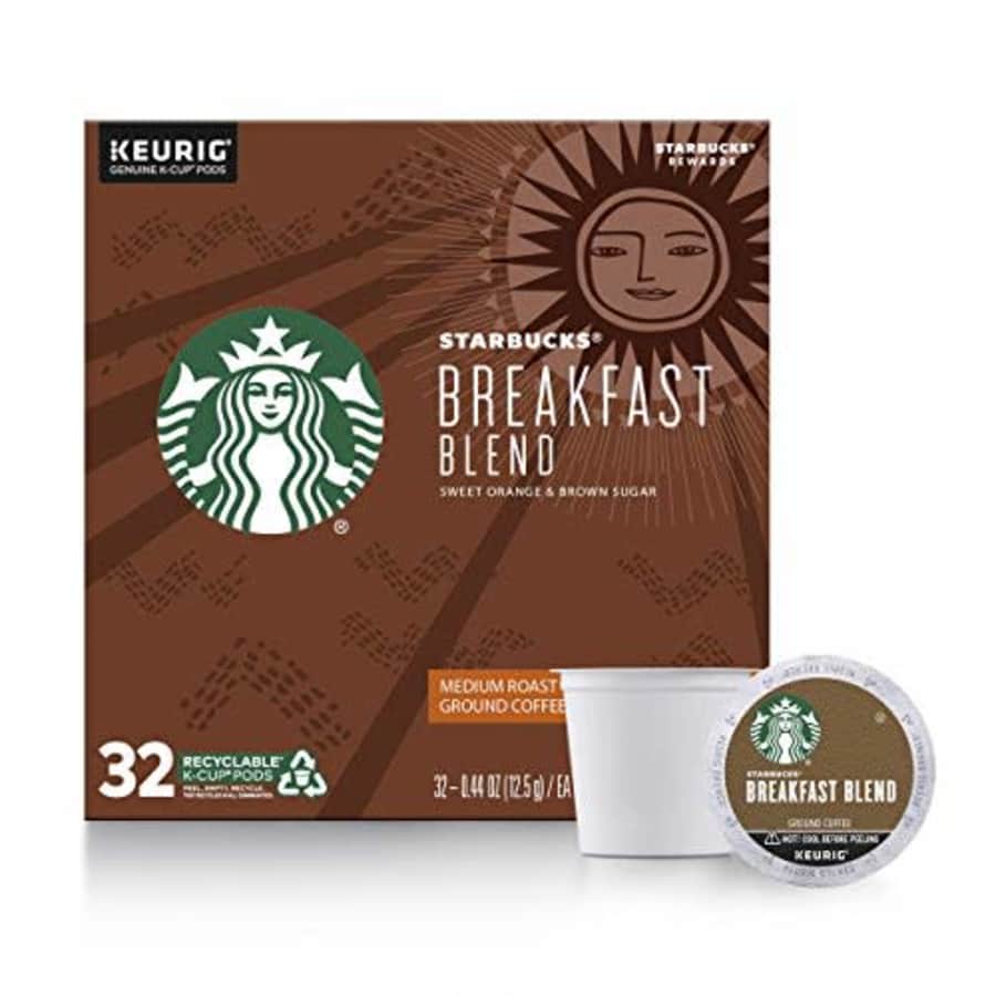 Starbucks Medium Roast K-Cup Coffee Pods Breakfast Blend for Keurig Brewers 1 box (32 pods) for $21 Starbucks Medium Roast K-Cup Coffee Pods Breakfast Blend for Keurig Brewers 1 box (32 pods) for $21