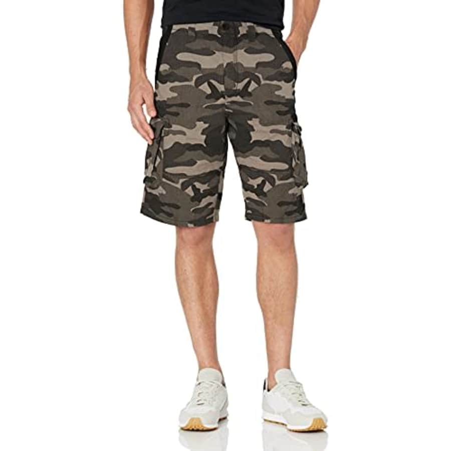Beverly Hills Polo Club Men's Basic Cargo Shorts Non-Belted, Black Camo 6054A, 30 for $18