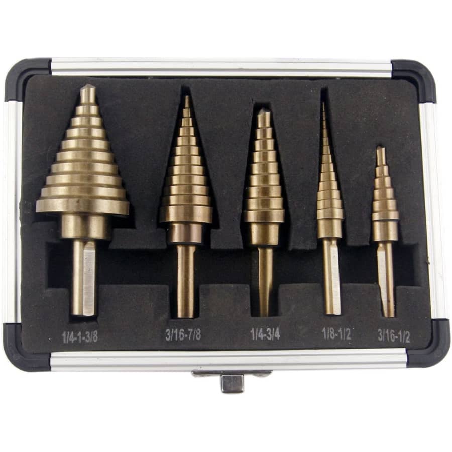 Co-Z 5-Piece Spiral Grooved Step Drill Bit Set for $23