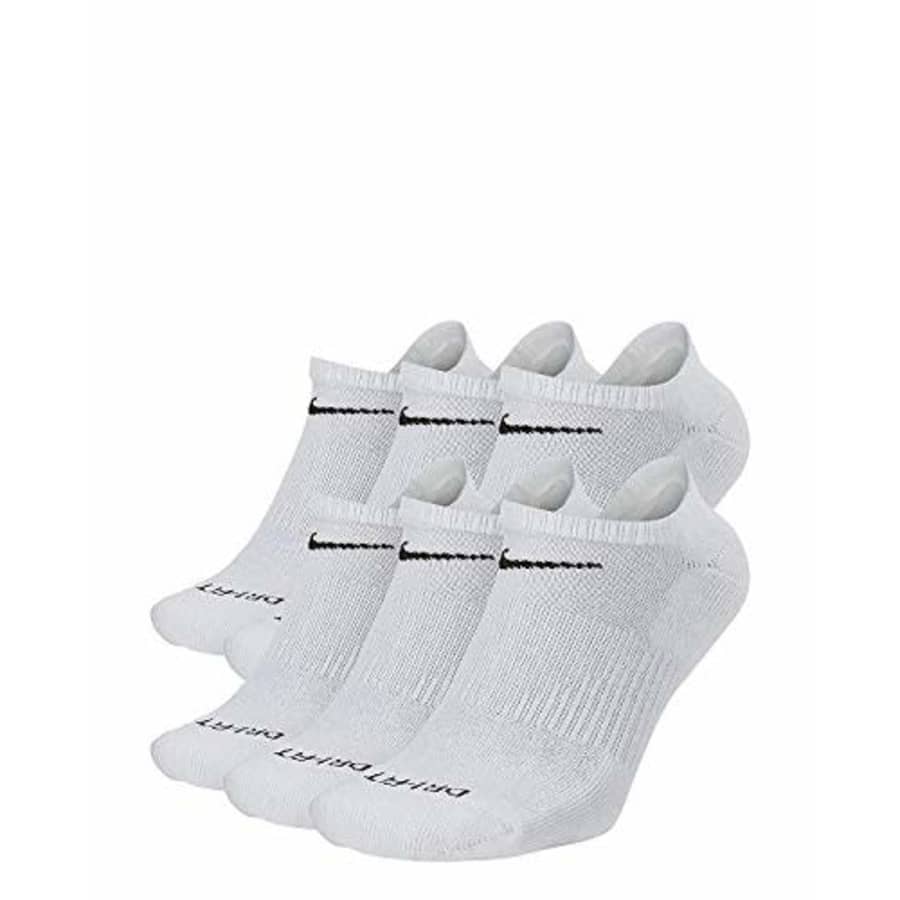 Men's Nike Everyday Plus Cushion No Show Socks Black/White Size Medium for $28