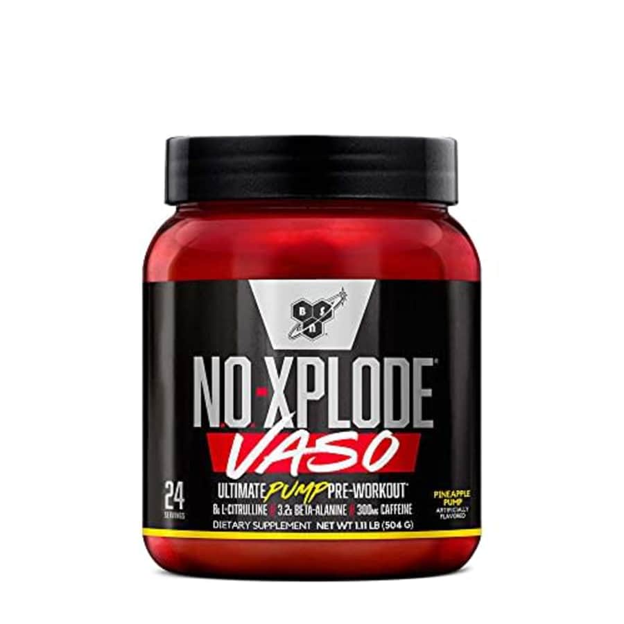 BSN NoXplode Vaso Ultimate Pump PreWorkout Pineapple Pump (1.11 Lbs. / 24 Servings) for $32