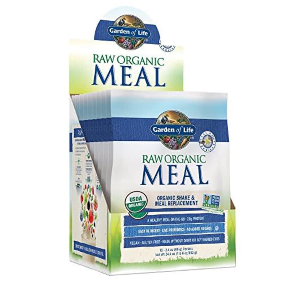 Garden of Life Meal Replacement Vanilla Powder, 10ct Tray, Organic Raw Plant Based Protein Powder, for $47 Garden of Life Meal Replacement Vanilla Powder, 10ct Tray, Organic Raw Plant Based Protein Powder, for $47