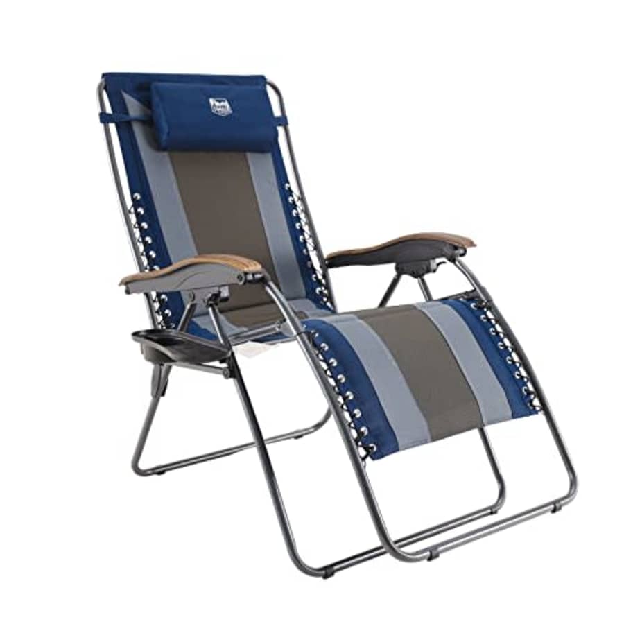 TIMBER RIDGE Outdoor Reclining Patio Padded with Adjustable Headrest and Cup Holder Foldable Zero for $110