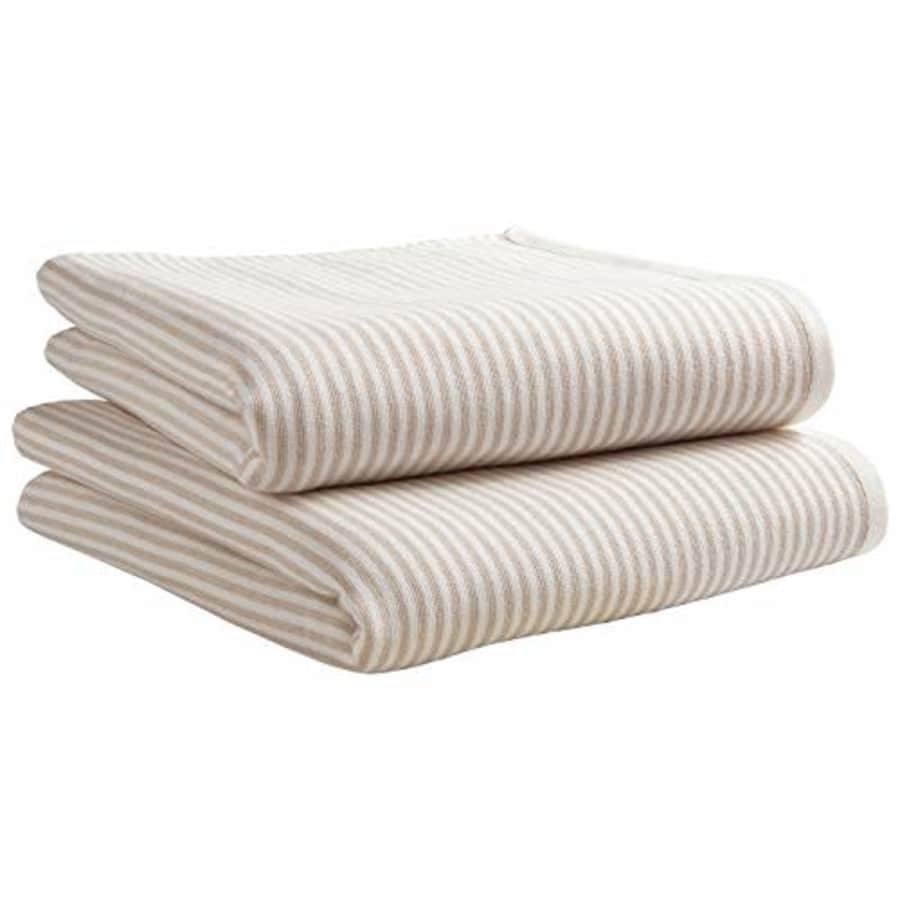 Amazon Brand Stone & Beam Casual Striped 100% Cotton Bath Towel, Set of 2, Tan and White for $54