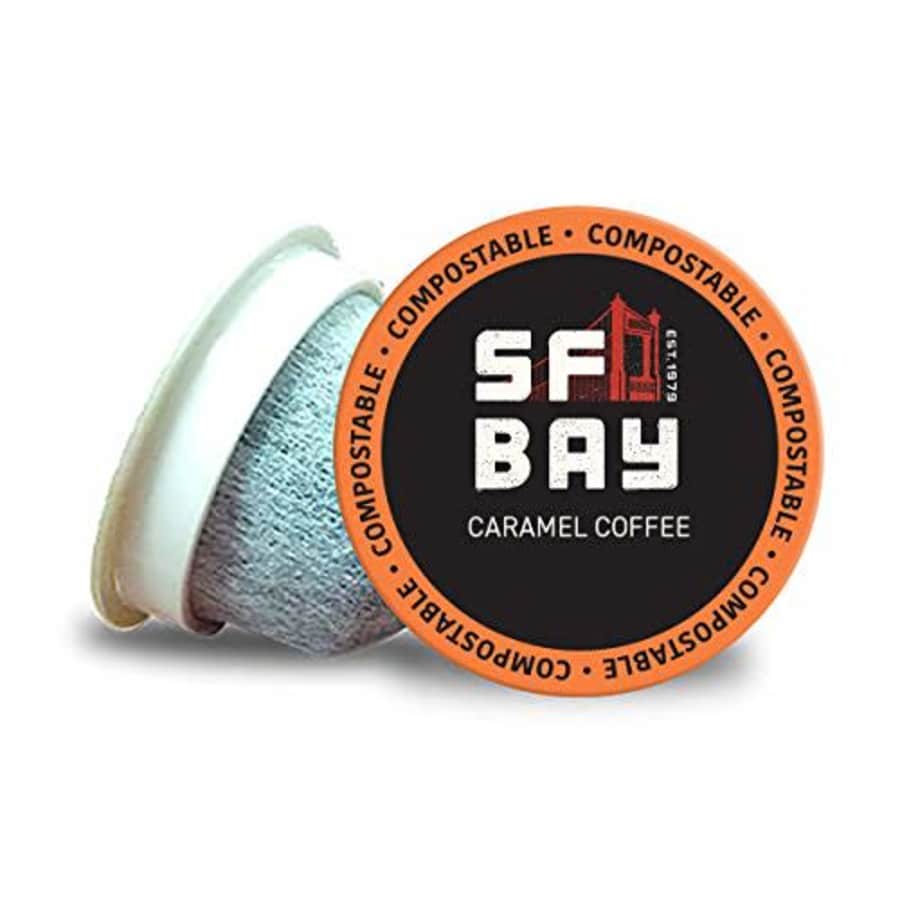 SF Bay Coffee Caramel Coffee 80 Ct Flavored Medium Roast Compostable Coffee Pods, K Cup Compatible for $44 SF Bay Coffee Caramel Coffee 80 Ct Flavored Medium Roast Compostable Coffee Pods, K Cup Compatible for $44