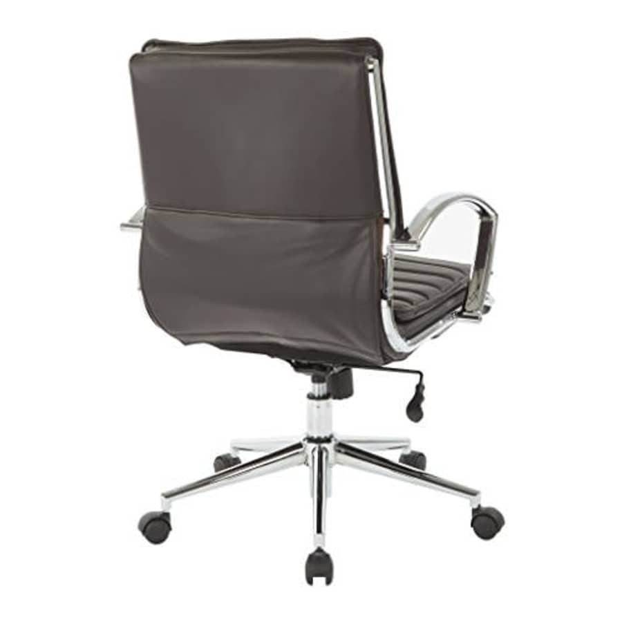 Office Star Faux Leather Mid Back Managers Chair with Loop Arms and Chrome Base, Espresso for $195