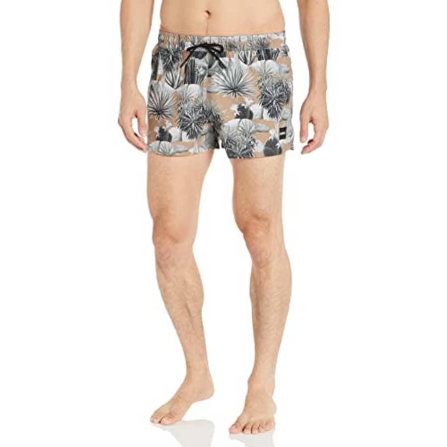 BOSS Men's Standard Pattern Short Length Swim Trunks, Dark Green Tropical, S for $39
