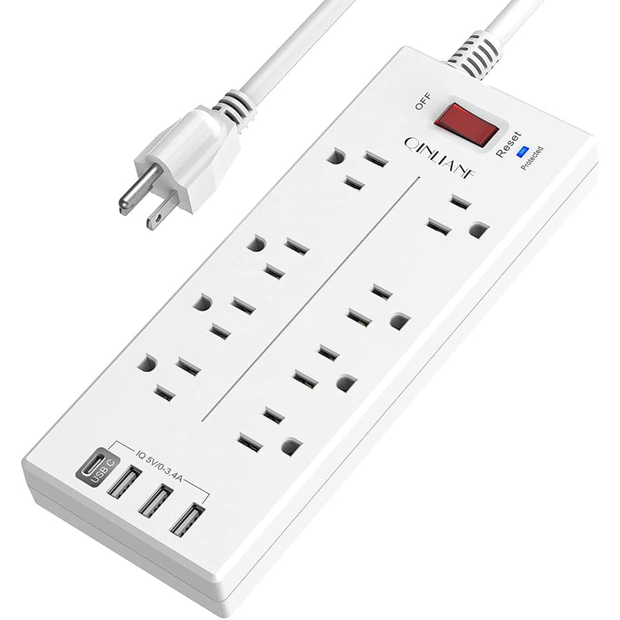 Qinlianf 8-Outlet 4-USB Surge Protector Power Strip for $12