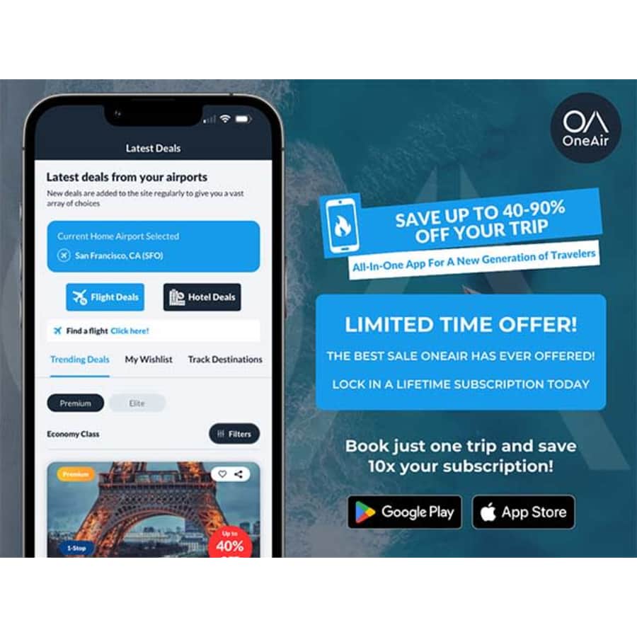 OneAir Elite Plan Lifetime Subscription: $60