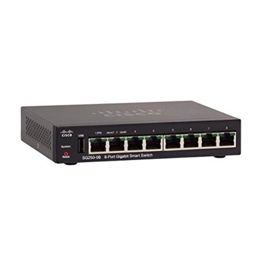 Cisco SG250-08 Smart Switch with 8 Gigabit Ethernet (GbE) Ports with 8 Gigabit Ethernet RJ45 Ports, for $89