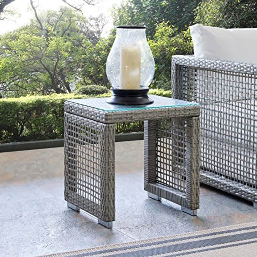Modway EEI-2922-GRY Aura Outdoor Patio Wicker Rattan Side Table, Gray Gray for $83