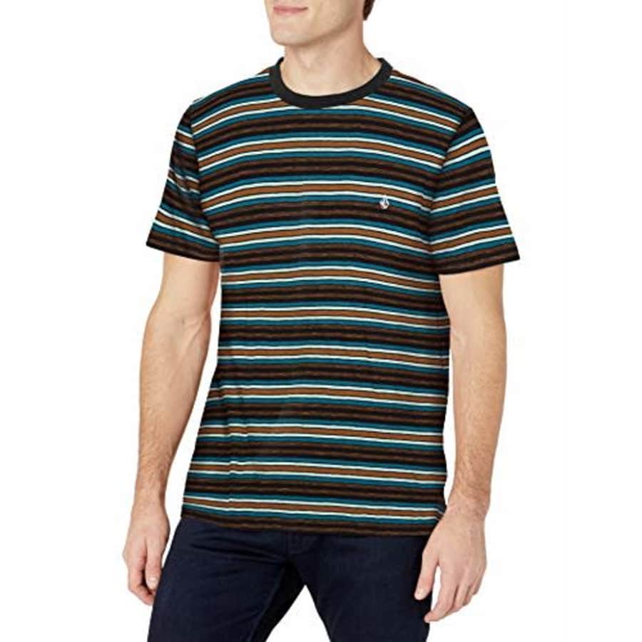 Volcom Men's Moorley Crew Short Sleeve Striped Shirt, Black, X-Small for $27 Volcom Men's Moorley Crew Short Sleeve Striped Shirt, Black, X-Small for $27