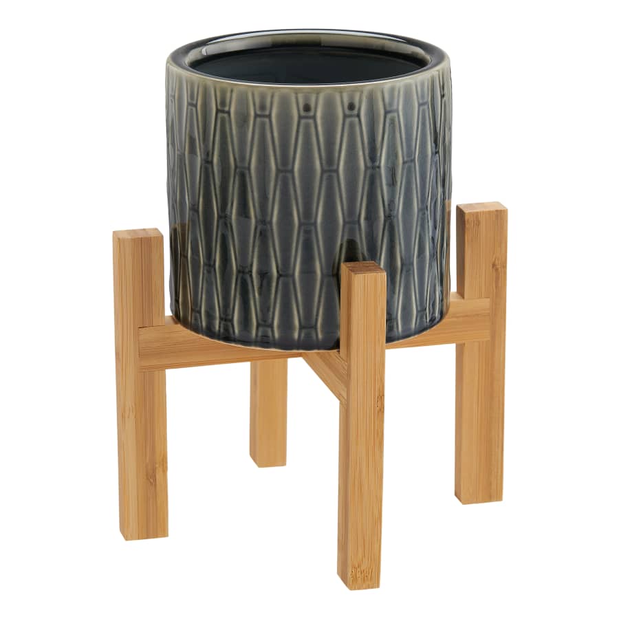 BH&G Kennewick 6" Ceramic Planter with Bamboo Stand for $11 BH&G Kennewick 6" Ceramic Planter with Bamboo Stand for $11