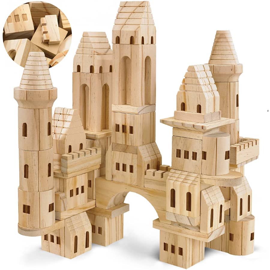FAO Schwarz 75-Piece Wood Castle Block Set for $14