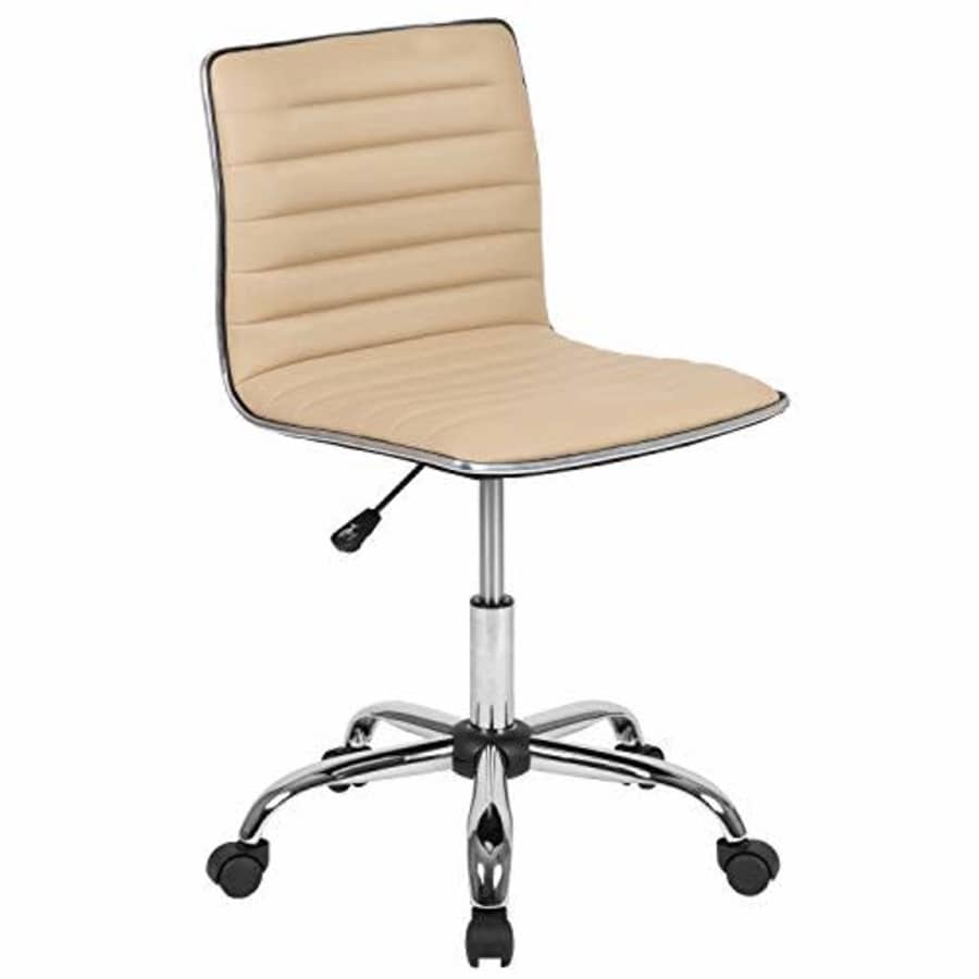 Flash Furniture Low Back Designer Armless Tan Ribbed Swivel Task Office Chair for $72