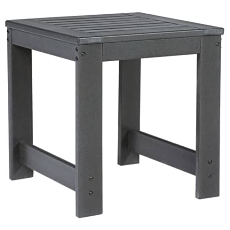 Signature Design by Ashley Amora Outdoor HDPE Patio End Table, Charcoal Gray for $149